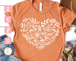 Fall pumpkin heart screen print transfer RTS