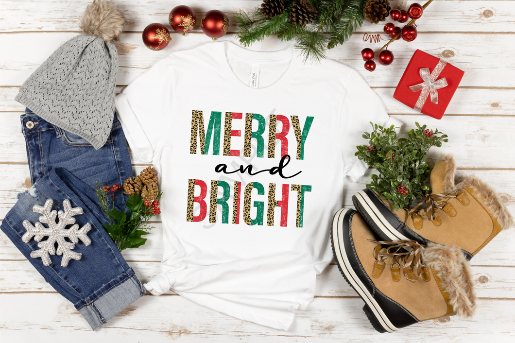 Merry & Bright screen print transfer RTS A8