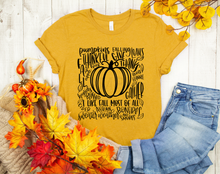 Load image into Gallery viewer, Fall pumpkin typography screen print transfer RTS