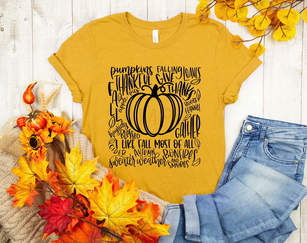 Fall pumpkin typography screen print transfer RTS
