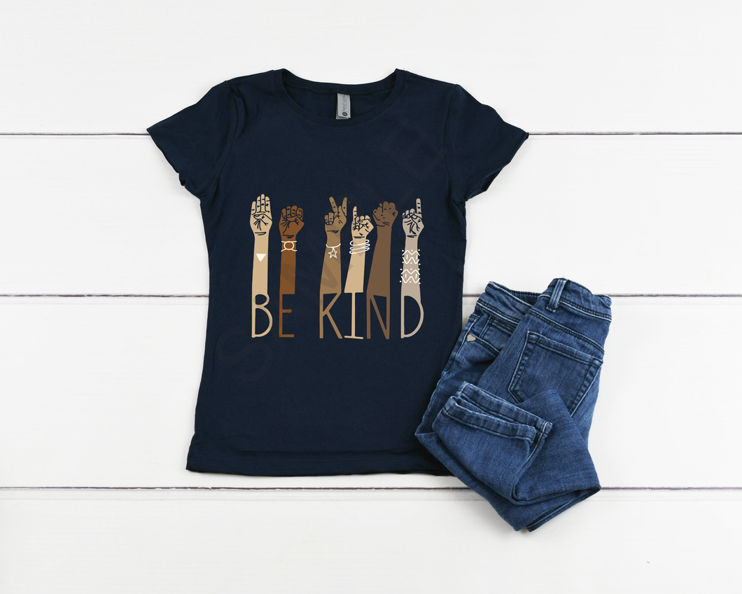 Youth Be kind ASL screen print transfer RTS