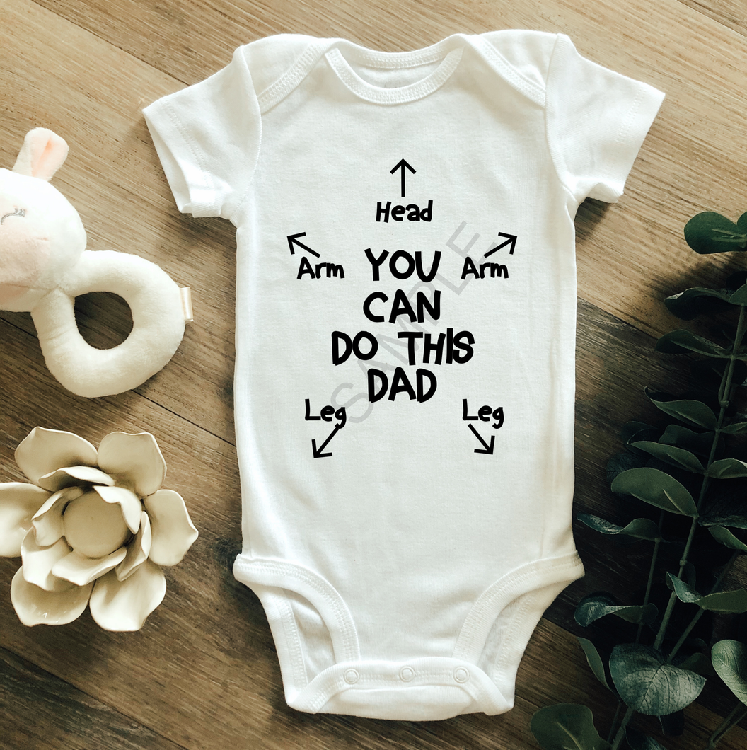 Dad instructions baby onesie infant sized screen print transfer RTS