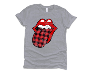 Buffalo plaid tongue screen print transfer RTS D9