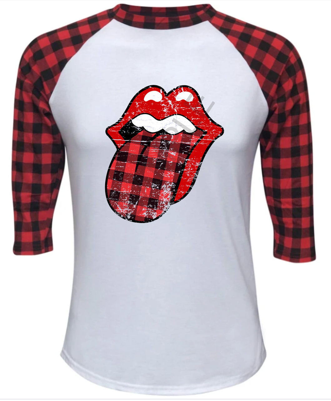 Buffalo plaid tongue screen print transfer RTS D9