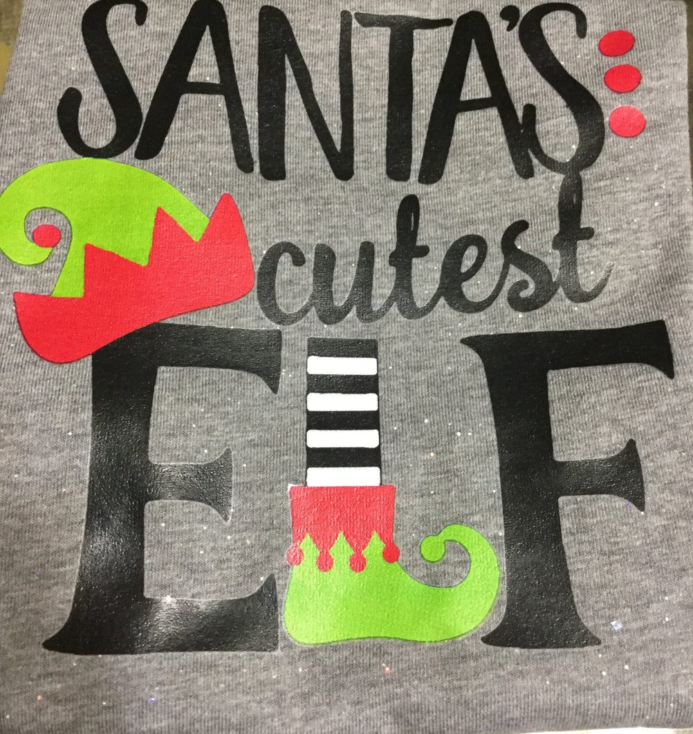 Santa's cutest elf infant sized screen print transfer RTS