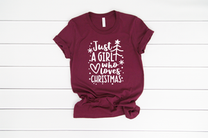 Just a girl who loves Christmas screen print transfer RTS