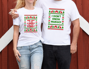 Matching ugly sweater design Margo / Todd screen print transfer RTS