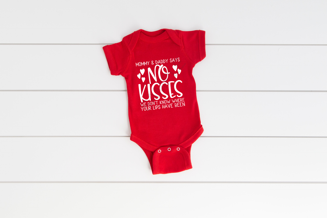 No kisses baby onesie screen print transfer RTS