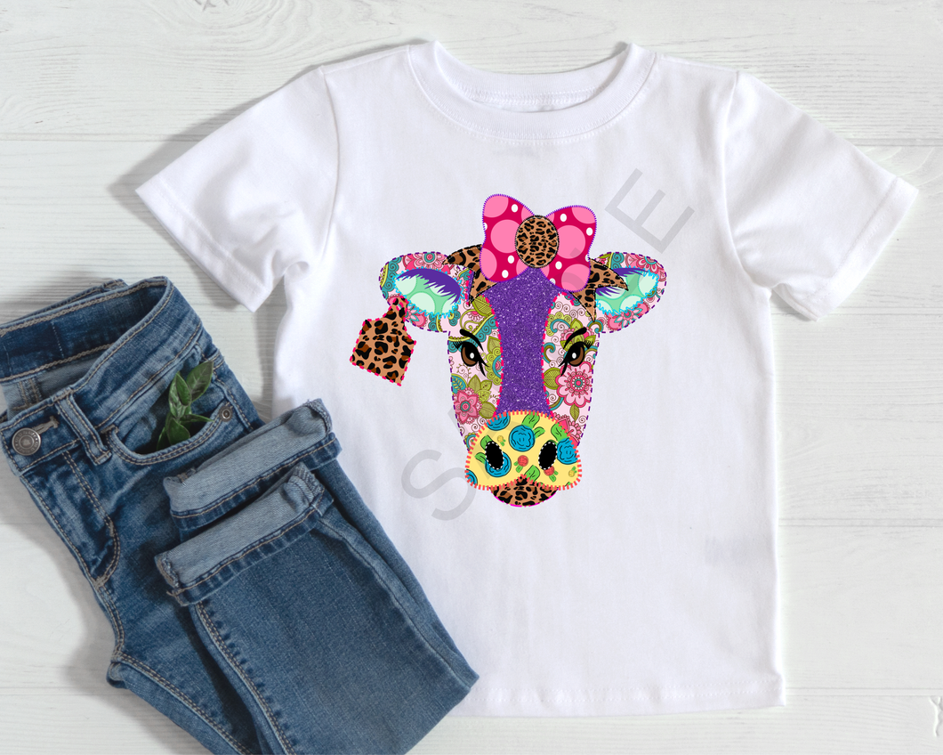 Paisley leopard cow Toddler sized high heat screen print transfer RTS F2