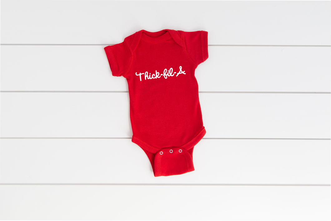 Thick fil a onesie screen print transfer RTS