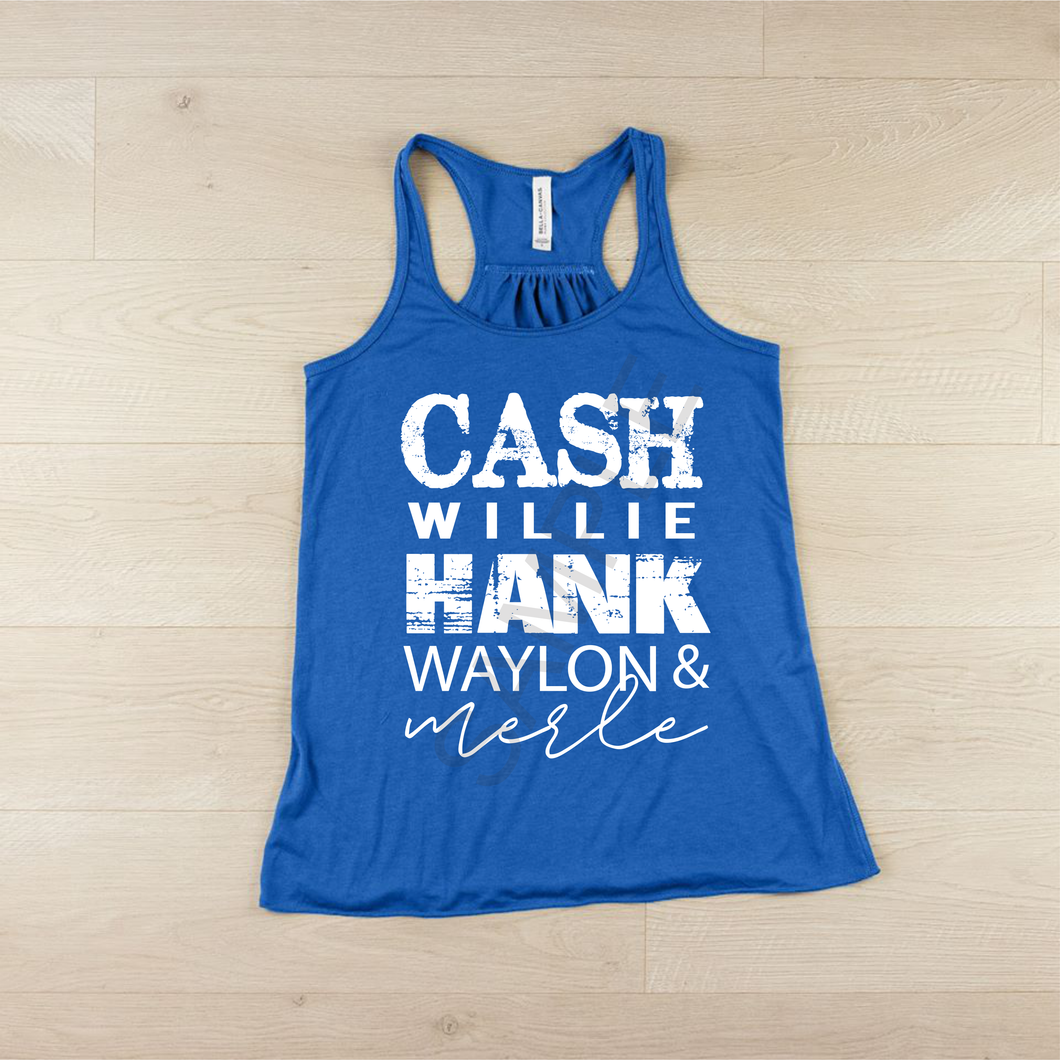 Cash Hank Willie Waylon and Merle screen print transfer