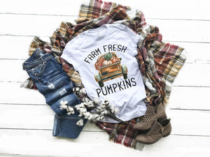 Farm Fresh pumpkins fall design vintage pick up truck