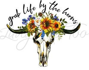 Grab life by the horns sublimation transfer heat press ready image