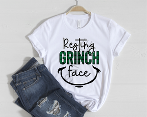 Resting grinch face green plaid