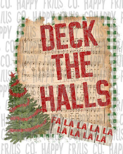 Deck the halls christmas carol songs holiday music sublimation transfer heat press ready image