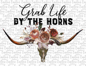 Grab life by the horns sublimation transfer heat press ready image