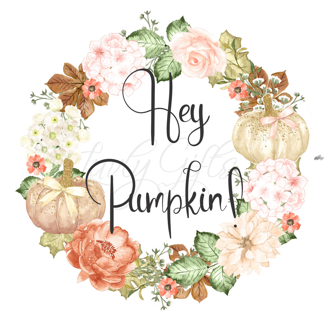 Hey pumpkin fall wreath fancy pumpkin bling sublimation transfer heat press ready image