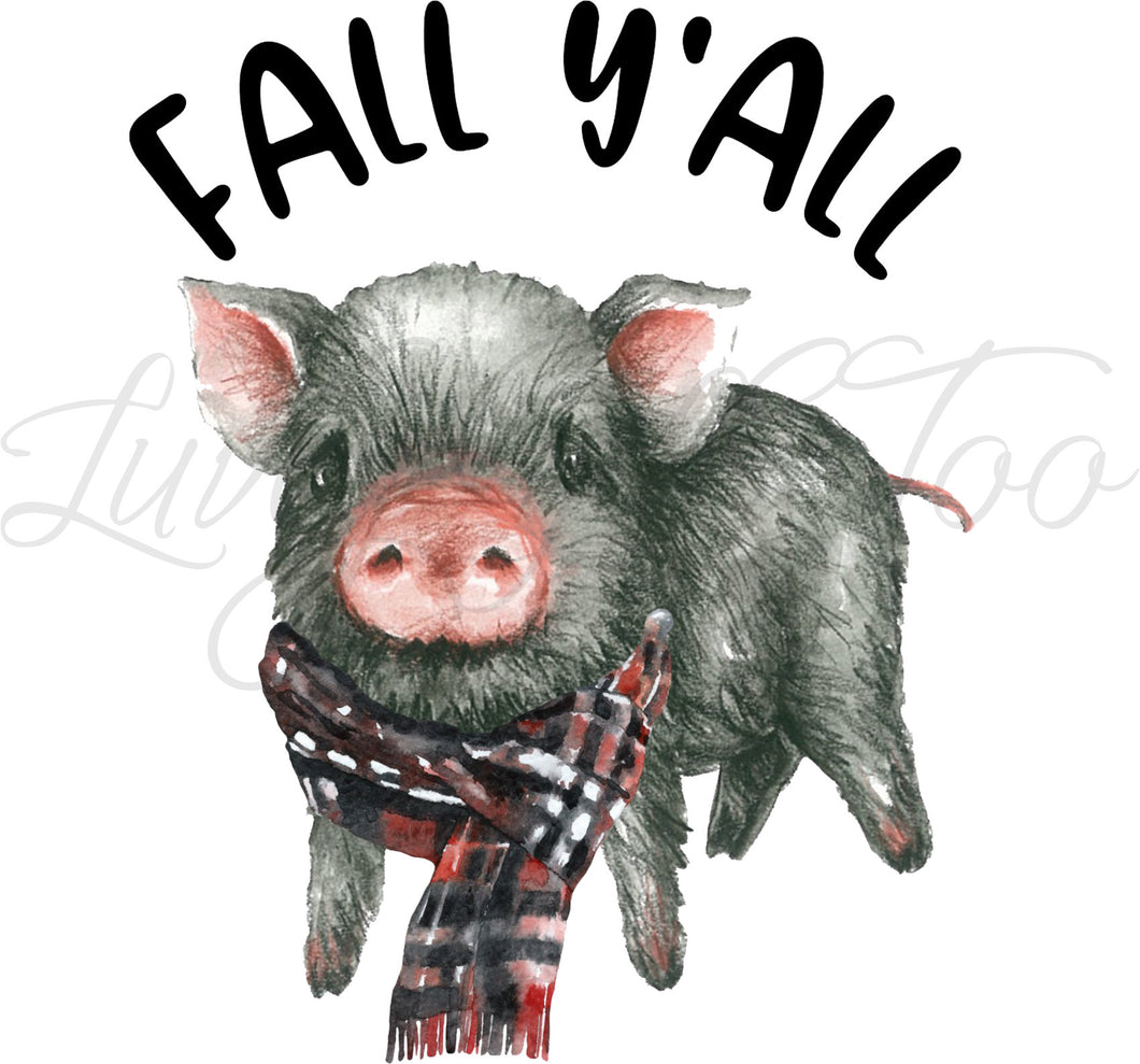 Pig fall sublimation transfer plaid holiday heat transfer heat press ready design image