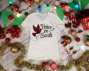 Peace on earth dove christmas holiday plaid sublimation transfer heat press ready image diy