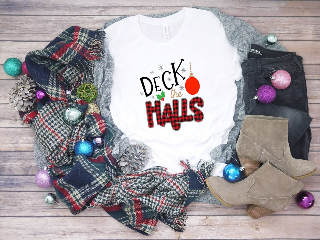 Deck the halls Christmas Holiday Winter sublimation or chromoblast transfer heat press ready image cotton or polyester fabric shirt