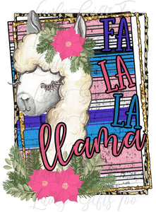 Fa la la llama sublimation or chromablast transfer heat press ready image diy