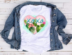 xoxo cactus inside heart valentine love sublimation chromablast transfer heat press ready image diy