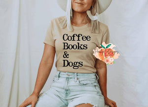 Coffee books & dogs screen print transfer RTS