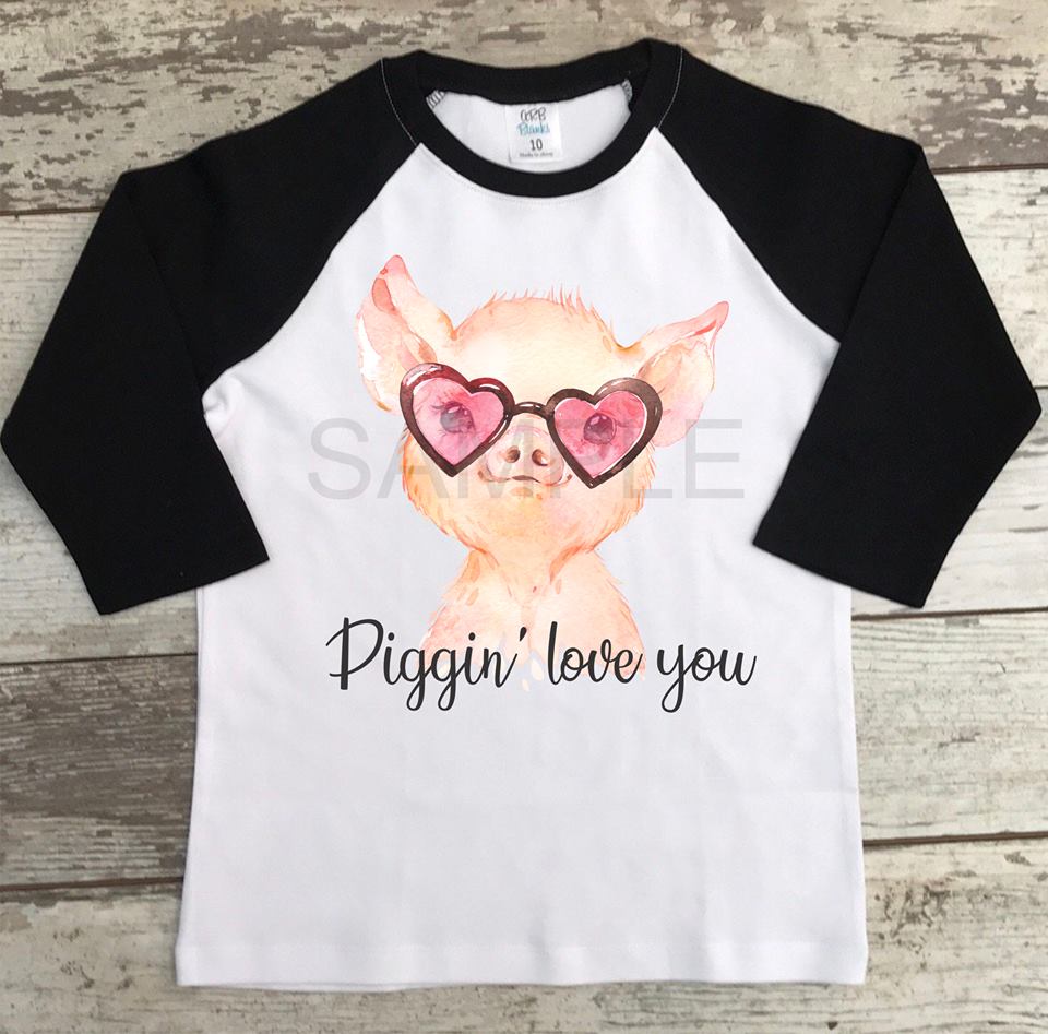 Piggin love you watercolor with glasses