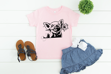 Load image into Gallery viewer, Pig with flower screen print transfer RTS f1