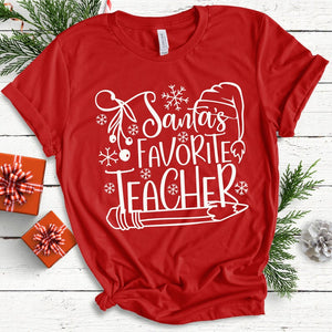 Santa's favorite teacher screen print transfer RTS D4