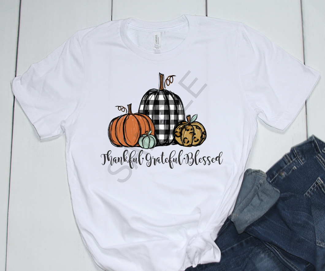 Thankful Grateful Blessed fall pumpkins trendy