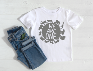 We are one Toddler sized 8x8 season screen print transfer