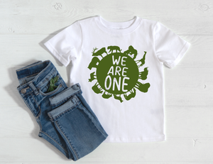 We are one Toddler sized 8x8 season screen print transfer